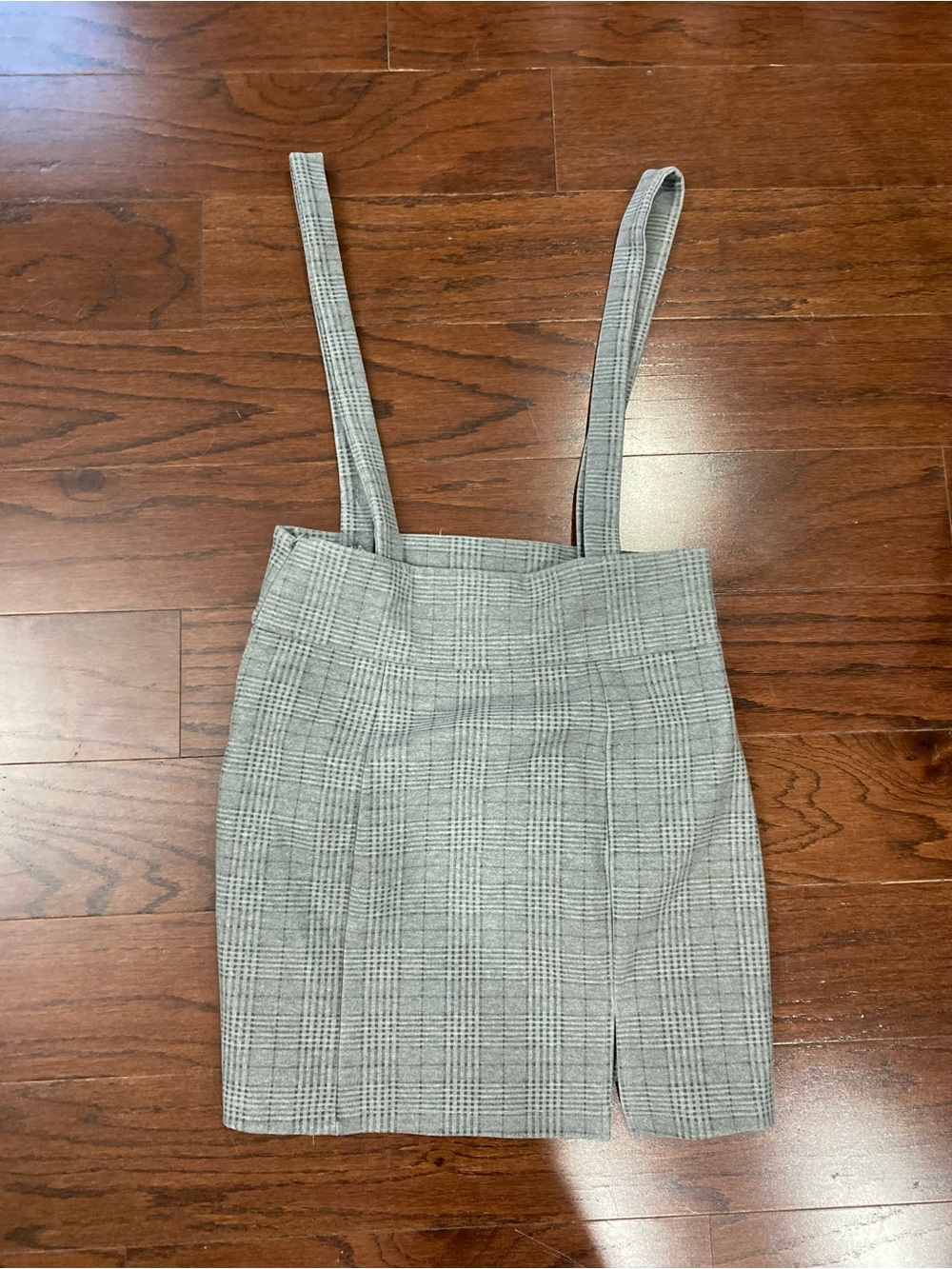 Gray Plaid Suspender Mini Skirt size L Grunge Punk Academia